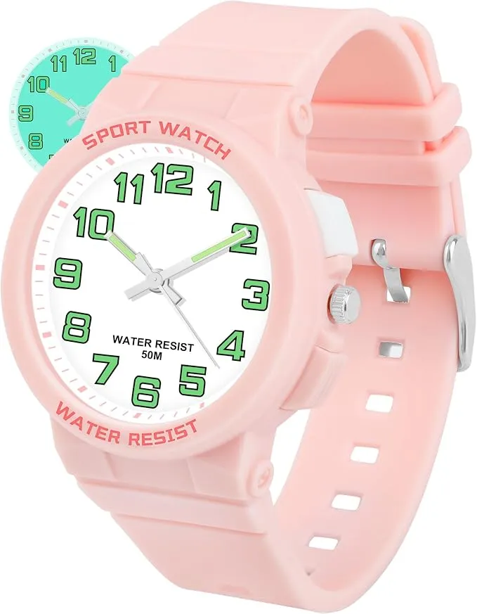 Reloj Analógico Infantil para Aprender la Hora, Resistente al Agua