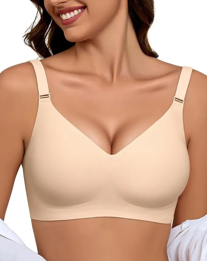 EIISSION Sujetador sin Aros Mujer, Sujetador Reductor Push Up con Relleno Cómodo Sujetadores Mujer sin Aro Sostenes de Mujer Talla Grande Sujetador Invisible Diario Bralette sin Costuras