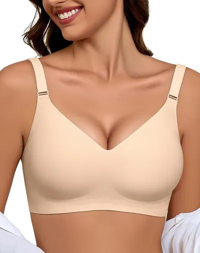 EIISSION Sujetador sin Aros Mujer, Sujetador Reductor Push Up con Relleno Cómodo Sujetadores Mujer sin Aro Sostenes de Mujer Talla Grande Sujetador Invisible Diario Bralette sin Costuras