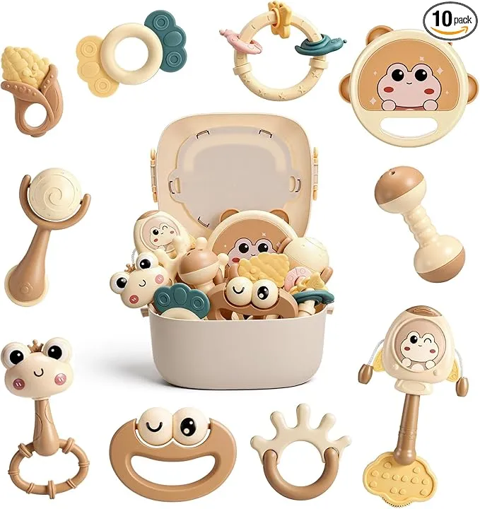 Wootoyz Juguetes para Bebés: Sonajeros y Calcetines Montessori para 0-18 Meses