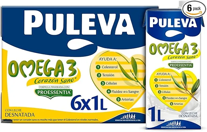 Leche Puleva Omega 3 Original Enriquecida con Proessentia - Pack 6 Litros