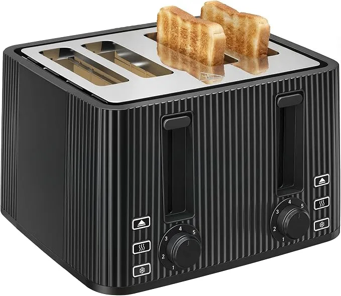 HOMCOM Tostadora para 4 Rebanadas con 7 Niveles de Tostado y Apagado Automático