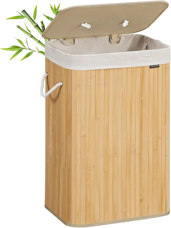 Cesto de Ropa Songmics LCB10Y de Bambú Plegable (72L)
