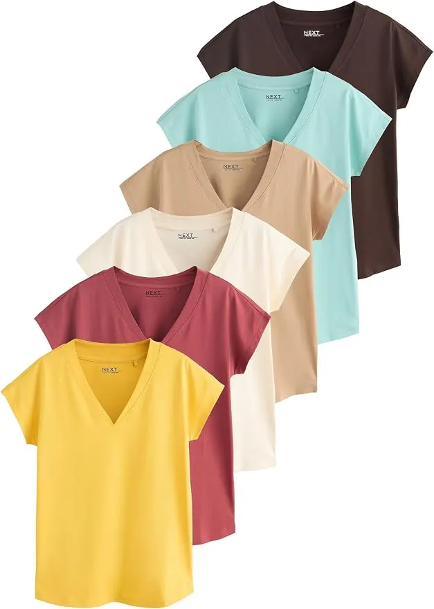 Pack 5 Camisetas Cuello Pico NEXT Manga Japonesa Algodón