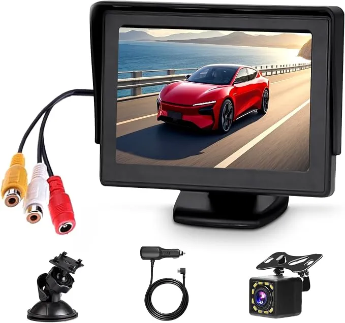 Cámara Marcha Atrás Coche IP68 con Pantalla LCD 4.3" y Visión Nocturna