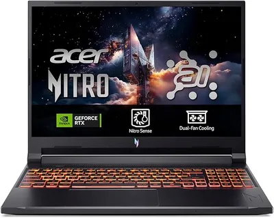 Acer Nitro V 16 AI ANV16-42, Ordenador Portátil Gaming 16", WUXGA IPS (AMD Ryzen 7 260, 16 GB RAM, 512 GB SSD, NVIDIA GeForce RTX 5050, Sin Sistema Operativo) Negro, Teclado QWERTY Español