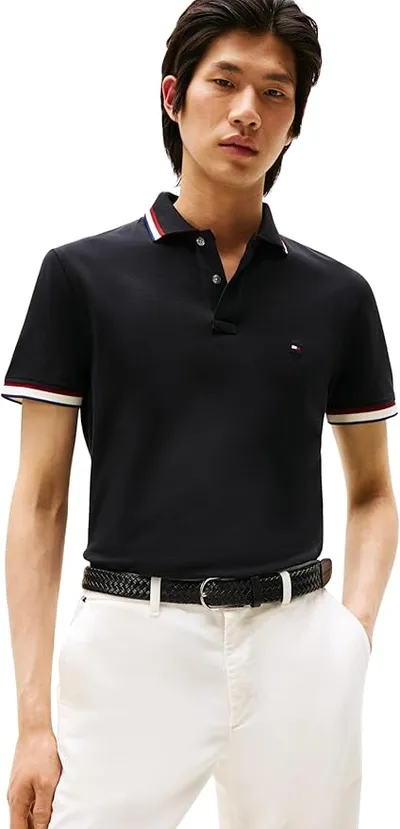Tommy Hilfiger Polo de Manga Corta Hombre Cuff Interest Slim Fit