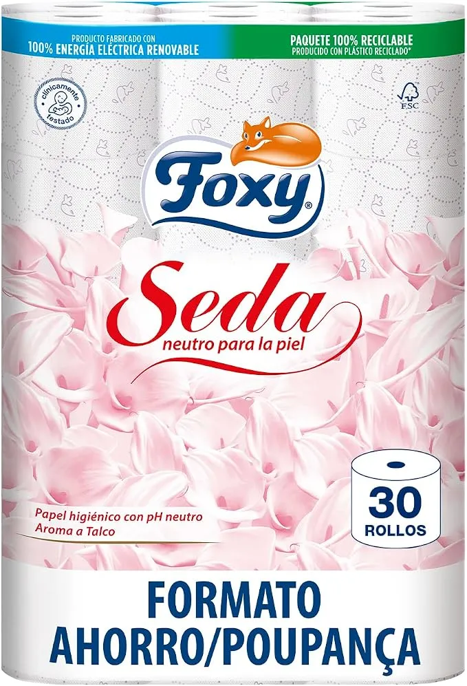 Papel Higiénico Foxy Seda Pack 30 Rollos - Suavidad y Resistencia para tu Hogar