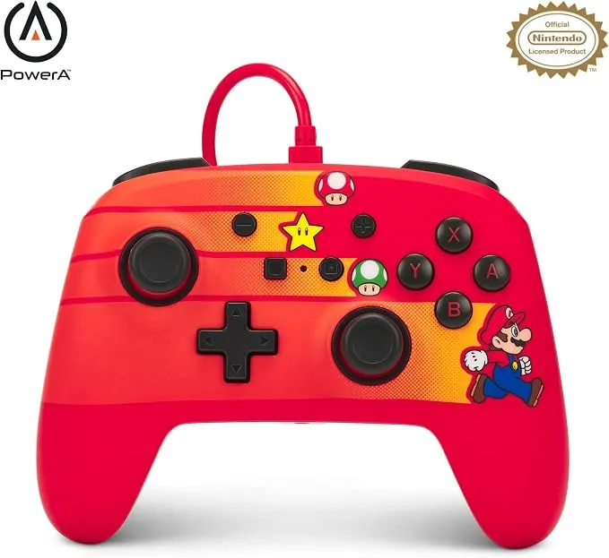 Mando PowerA Speedster Mario para Nintendo Switch con Cable y Toma de Audio