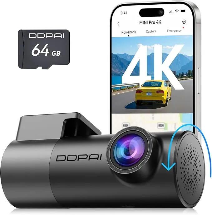 DDPAI Mini Pro Dash Cam 4K con 360º y 64GB