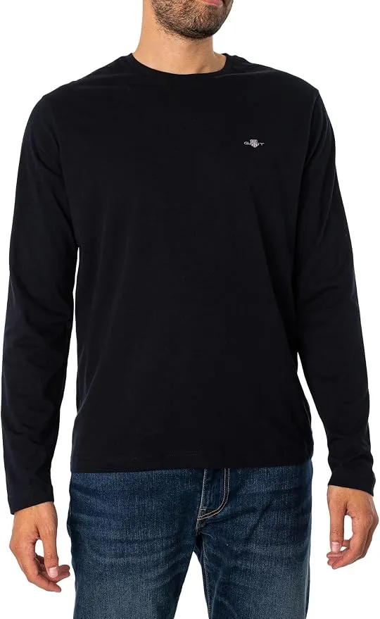 Camiseta Manga Larga Hombre GANT REG Shield LS Negra Talla M