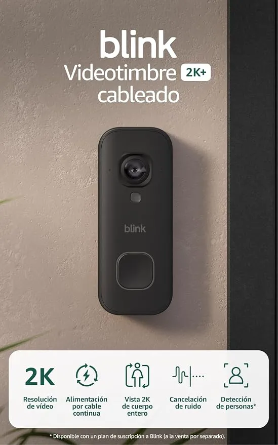 Blink Videotimbre cableado 2K+ (última generación) con resolución Full Body