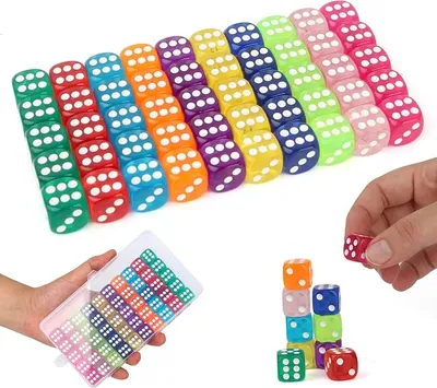 Pack 50 Dados Acrílicos Coloridos 14mm con Caja