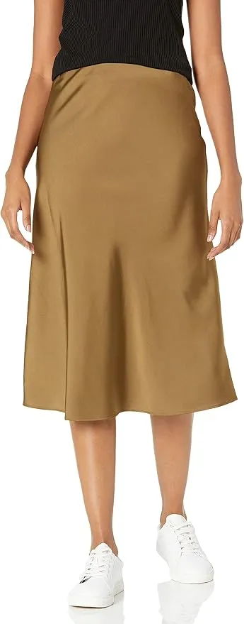 Falda Maya con efecto seda de The Drop - Verde Oliva Oscuro, Talla XL