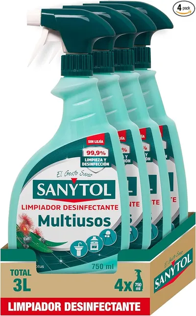 Sanytol Limpiador Desinfectante Multiusos Eucalipto Pack 4 x 750 ml