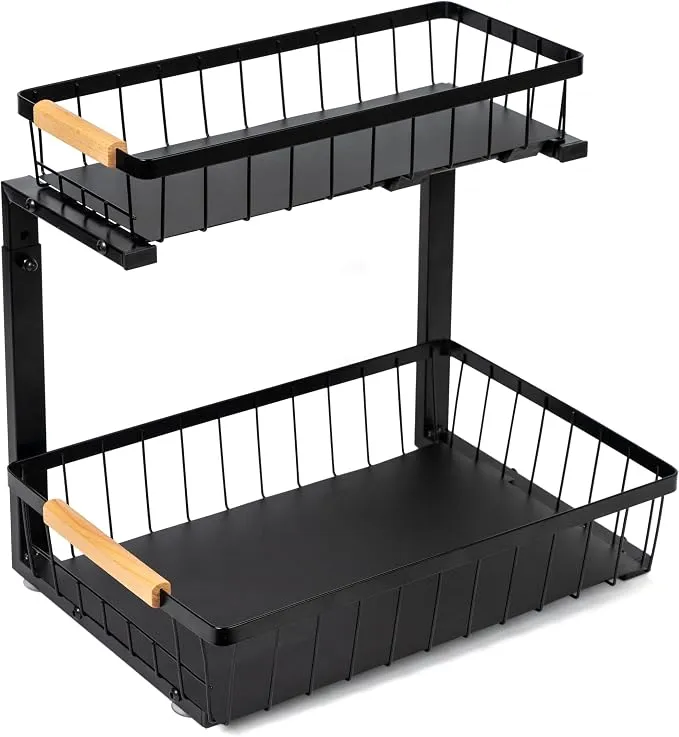 QUALDURA Organizador Bajo Fregadero Cocina Extraíble Metálico 2 Niveles