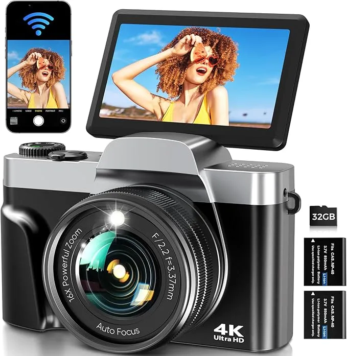 Cámara Digital WiFi 4K 64MP para Fotos y Vídeos de Alta Calidad