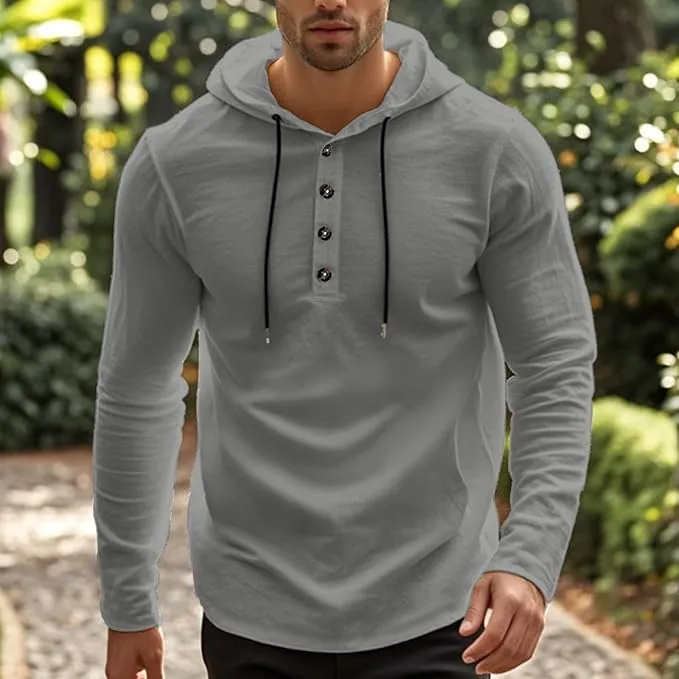 Camisa de lino con capucha para hombre