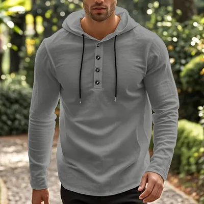 Camisa de lino con capucha para hombre