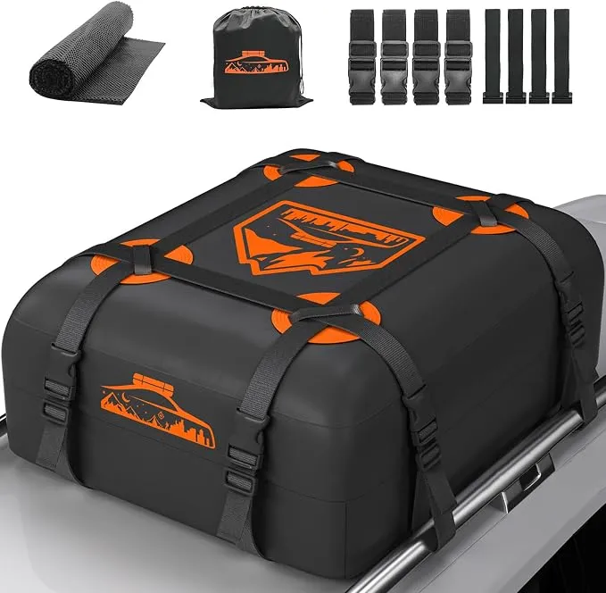 Rymopuey Cofre de Techo 20Cubos/566L Naranja 700D con Almohadillas y Correas