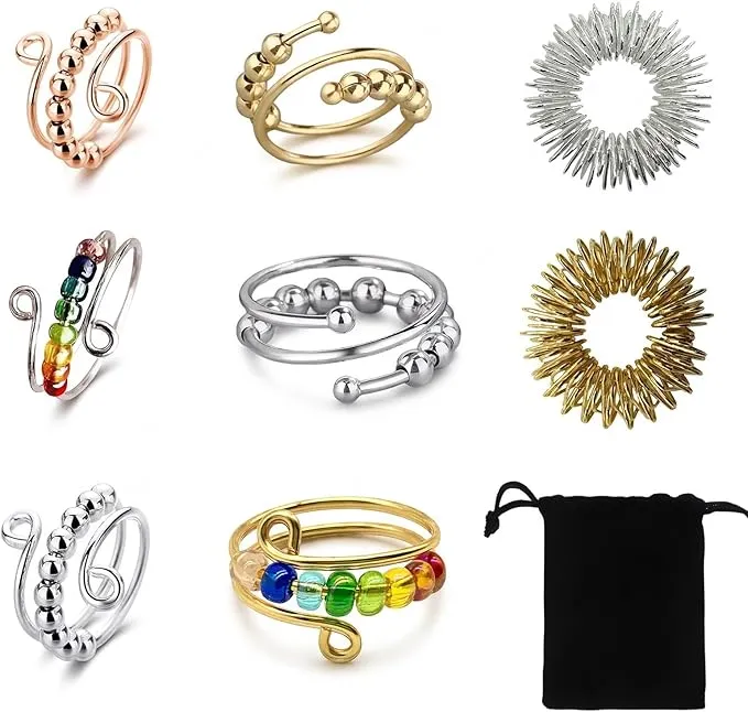 8 Anillos Antiestrés Ajustables