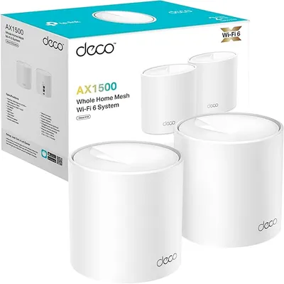 TP-Link Deco X1500 (2-Pack) - Sistema WiFi 6 Mesh IA, AX1500 Doble Banda 2.4 GHz/5 GHz, Cobertura hasta 360 m2, 3X Puertos Gigabit por Unidad, 160MHz, ODFMA, 1024QAM, Control Parental