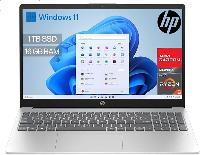 HP 15-fc0241ns Portátil 15.6" FHD, AMD Ryzen 5-7520U, 16GB RAM, 1TB SSD, Radeon Graphics