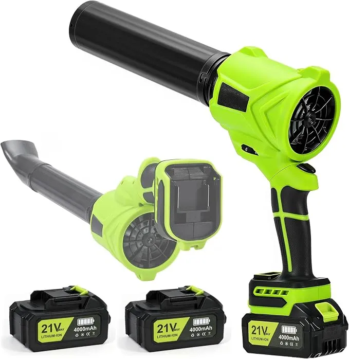 JUOIFIP Soplador de Hojas Turbo Jet 21V con 2 Baterías 40Ah y Giro 180°