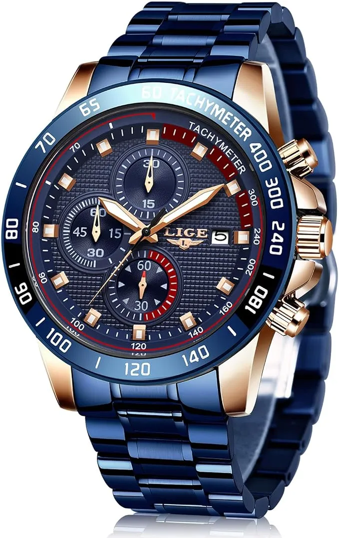 Reloj LIGE Cronógrafo de Acero para Hombre