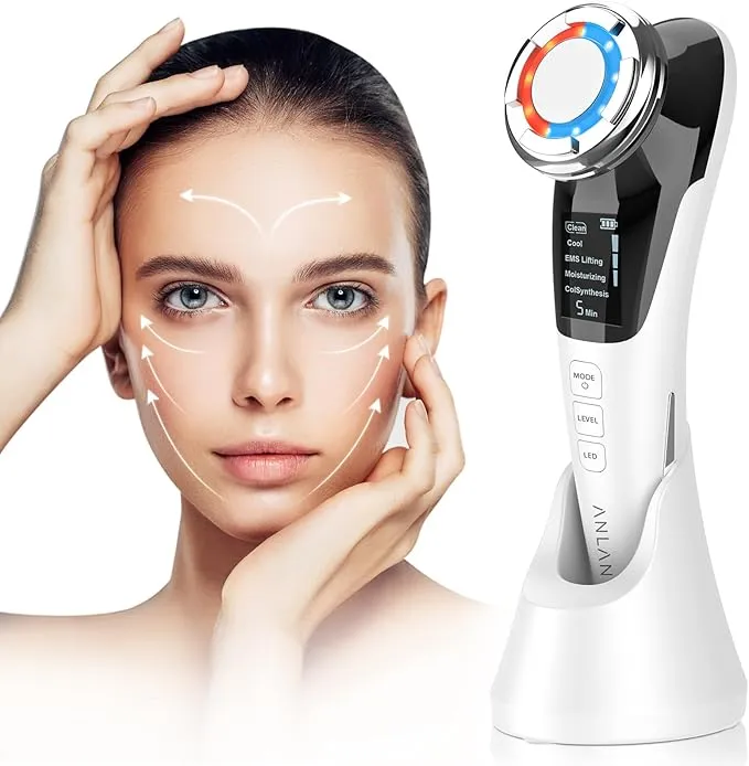 Masajeador Facial Multifuncional ANLAN con Calor, Frío y Terapia de Luz LED