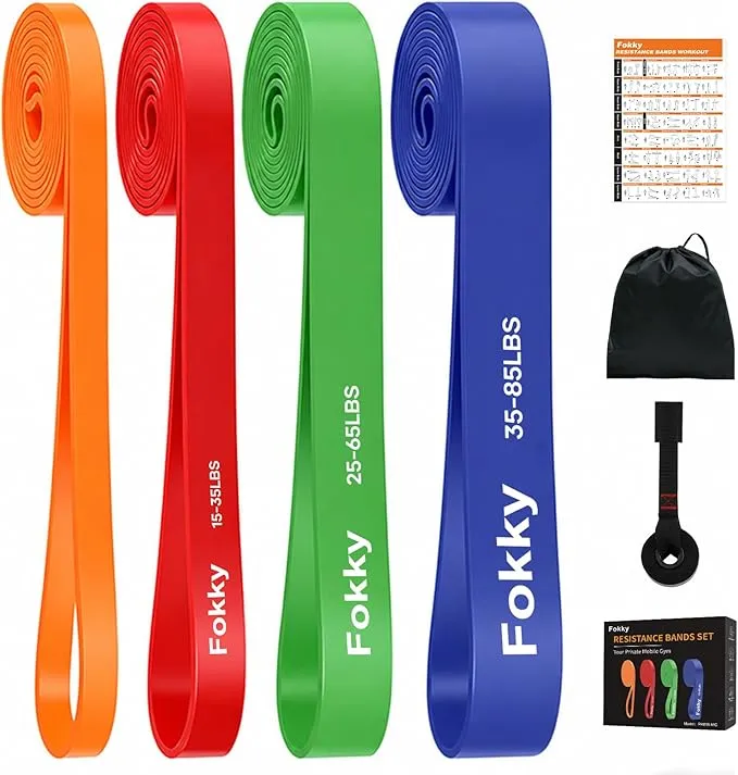 Fokky Gomas Elásticas de Musculación Set de 4 con Anclaje para Puerta