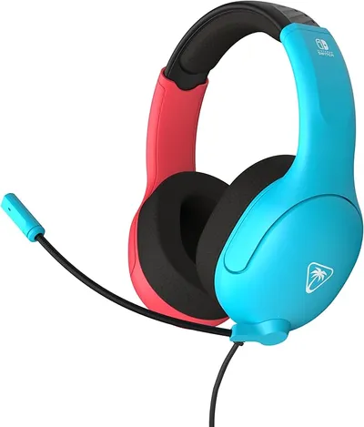 Turtle Beach Airlite Fit Auriculares con Cable para Juegos en Neón Azul y Rojo con Licencia Oficial para Todos los Nintendo Switch