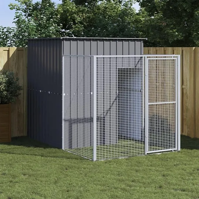Caseta para Perros ADWOA con Corral - Acero Resistente