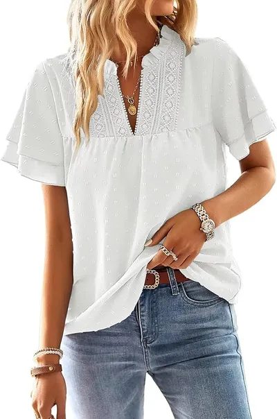 TUUHAW Ropa Mujer Camiseta Manga Corta Mujer con Cuello en V