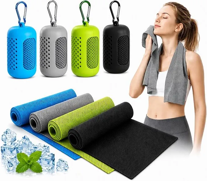 Pack 4 Toallas Refrescantes EHIOG de Microfibra con Funda