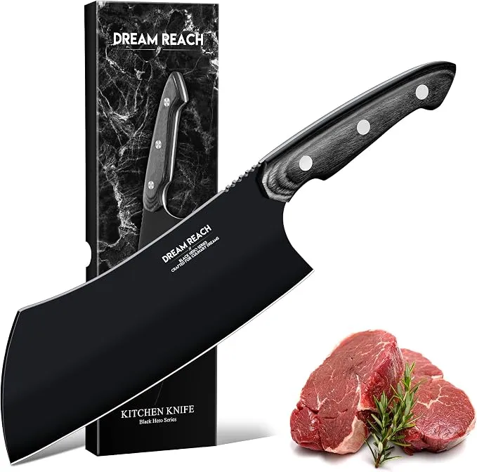 Dream Reach Cuchillo Cocina Multiusos Hoja Negra, Acero Inoxidable