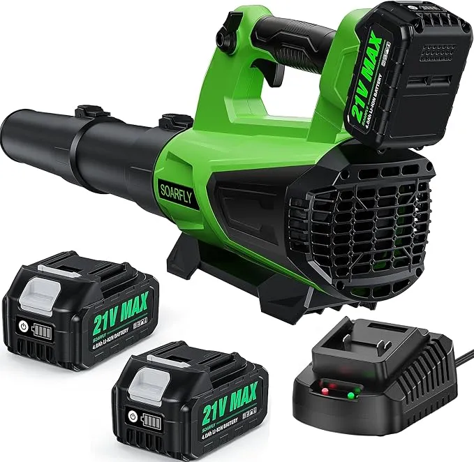 SOARFLY Soplador de Hojas a Batería 21V con 2 Baterías 4.0Ah y Cargador