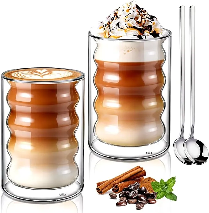 Pack 2 Tazas ECOOE Cristal Doble Pared 350ml