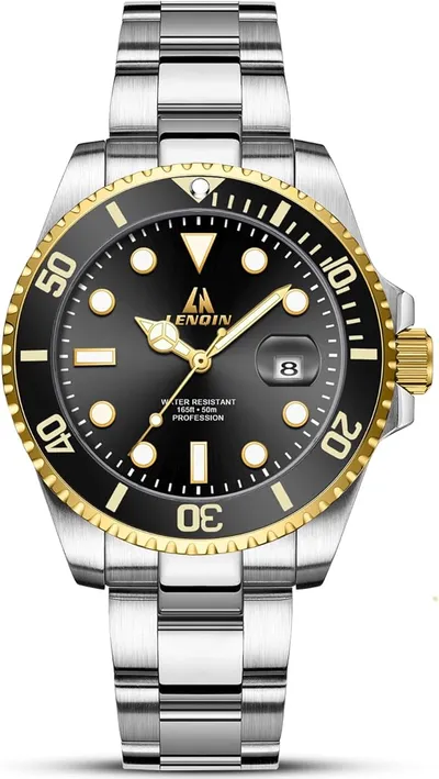 LN LENQIN Reloj Hombre Relojes de Acero Inoxidable para Hombres Reloj de Cuarzo Analógico Resistente Al Agua Relojes de Pulsera para Hombres con Fecha Relojes Casuales de Moda Luminosos