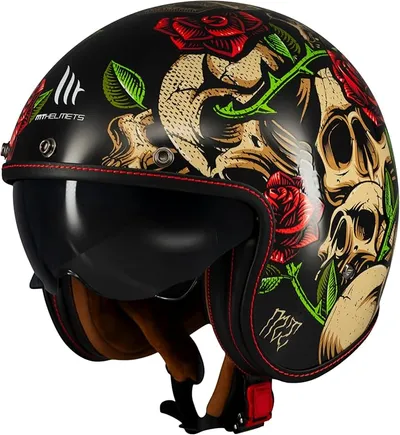 MT Helmets Le Mans 2 SV – Casco Moto Jet Vintage con Detalles en Cuero, Visor Solar Retráctil Full Vision, Interior Lavable y Calota HIRP | Homologado ECE 22.06 & DOT