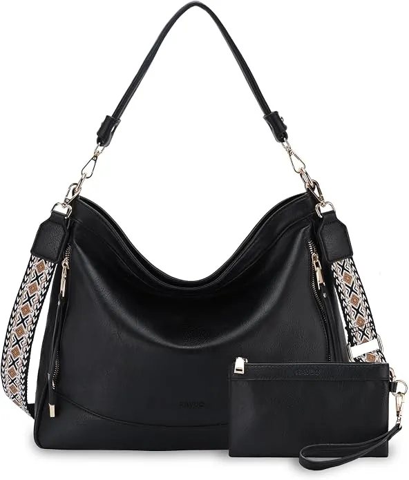 RAVUO Bolso Bandolera Grande de Cuero PU Elegante para Mujer