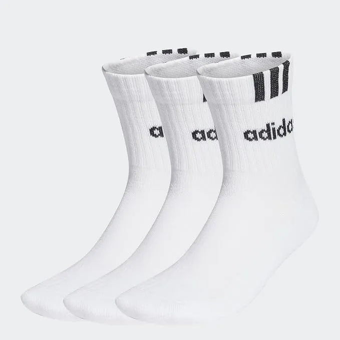 Pack 3 Pares Calcetines adidas Unisex 3-Stripes Linear Half-Crew Cushioned