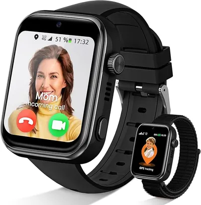 SWGOTA Reloj Inteligente Niño, Posicionamiento Múltiple GPS Mejorado, Negro