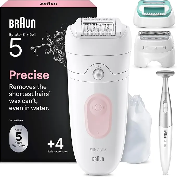 Braun Silk·épil 5 Depiladora Eléctrica Mujer, 5-251, Rosa con Accesorios