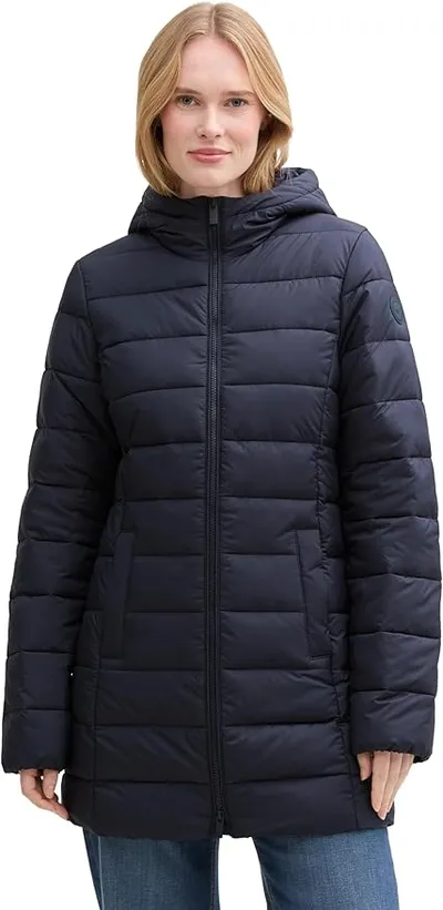 TOM TAILOR Abrigo acolchado ligero para mujer con función impermeable