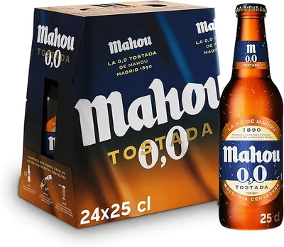 Mahou 0,0 Tostada - Pack de 24 botellas de cerveza sin alcohol
