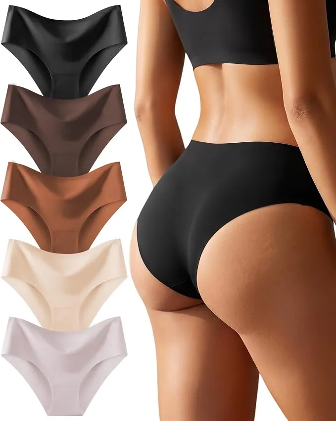 ALL OF SHE 5 Pack Braguitas de Cintura Media Señoras Ropa Interior sin Costuras