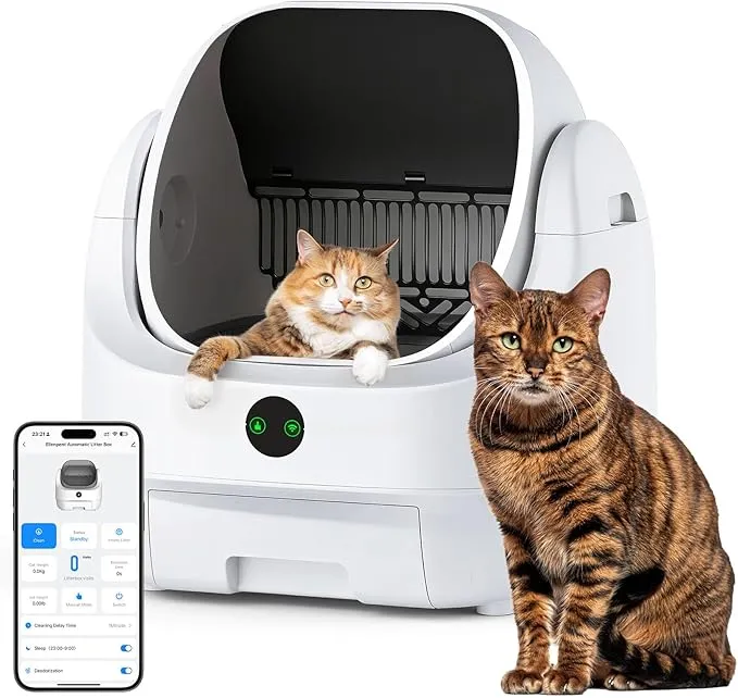 Arenero Gatos Autolimpiable Abierto Ellenpent con Control por App