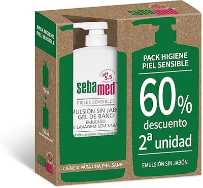 Sebamed Emulsión sin Jabón, Gel de Baño para Pieles Normales y Sensibles, Higiene Diaria 1.5L. (2 paquetes de 750ml)