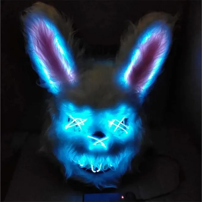 Máscara Conejo LED Terrorífica con Luces Controlables para Fiestas